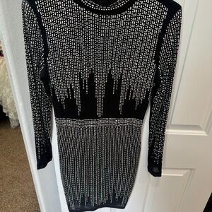 Elegant Black and Silver Studded Dress